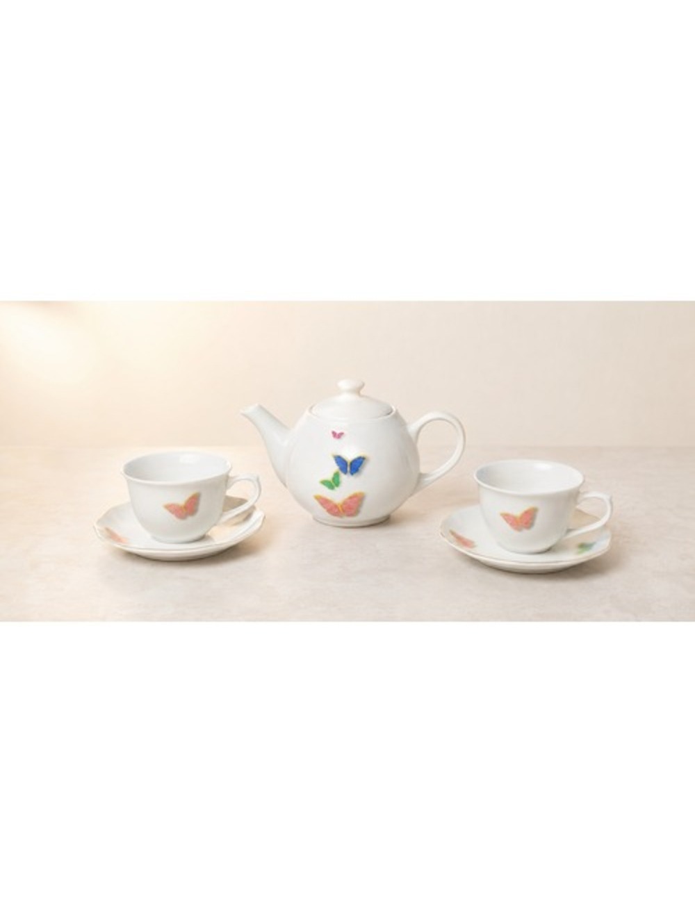Pastel Butterfly Tea for Two Set
